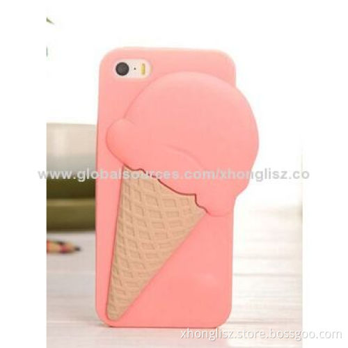 Cute Ice Cream Design Silicone Mobile Phone Case for iPhone, OEM and ODM Orders Welcomed